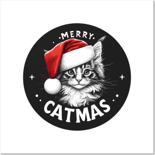 Merry Catmas Maine Coon Christmas Posters and Art